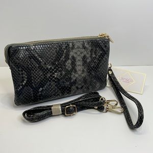 Jen & Co. Riley Crossbody/Wristlet - Python Charcoal